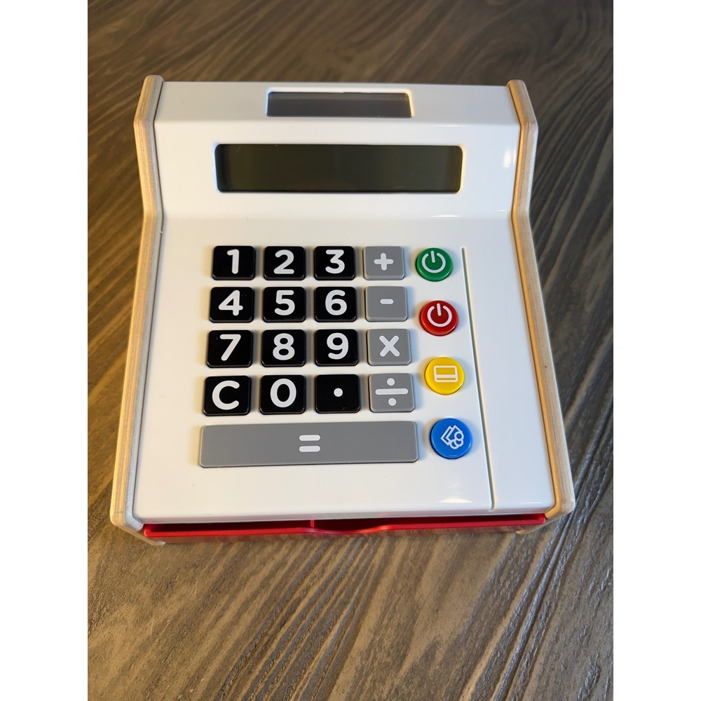 IKEA DUKTIG Toy Cash Register Kids White Solar Powered Educational Wood Works